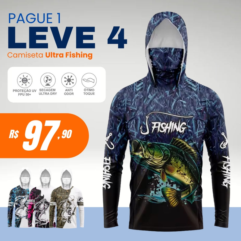 (Promoção) Kit 4 Camisetas Ultra Fishing Proteção UV 50+ Anti Suor